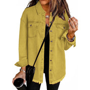 Spijkerjas dames | Denim blouse jas met knopen en regular fit