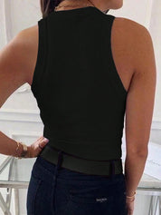 Tanktop dames | Rib top mouwloos slim fit basic