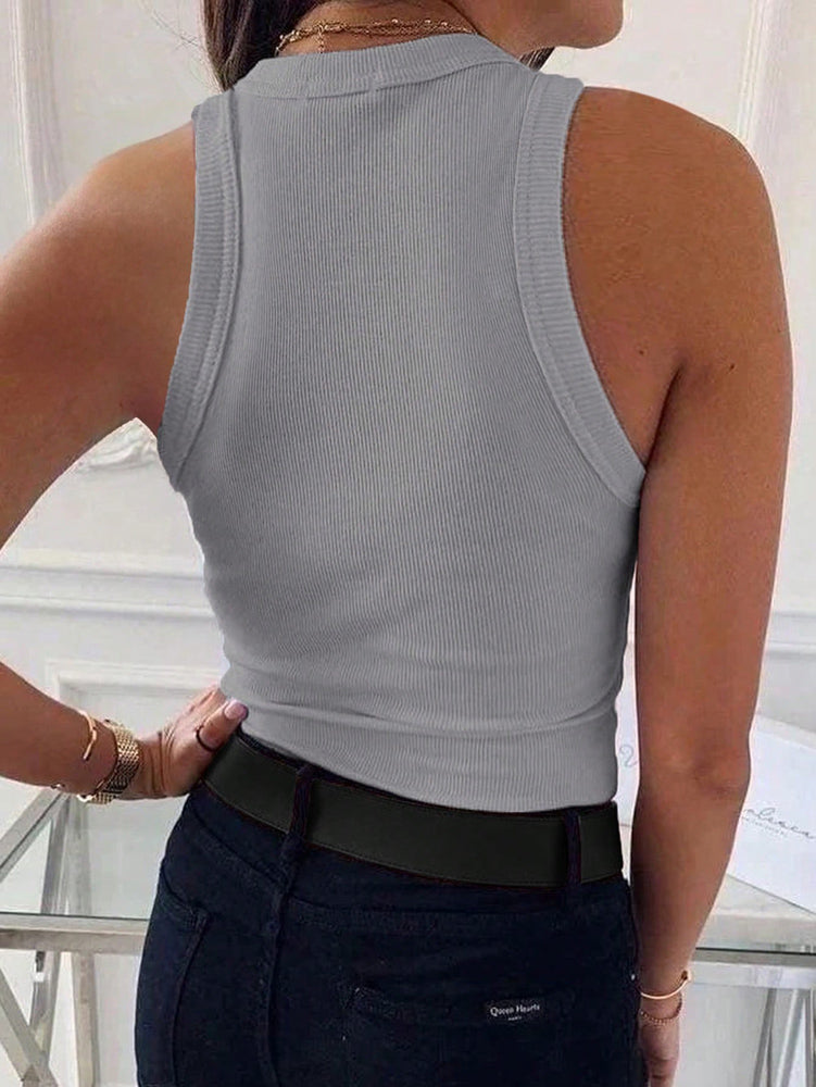 Tanktop dames | Rib top mouwloos slim fit basic