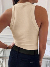 Tanktop dames | Rib top mouwloos slim fit basic