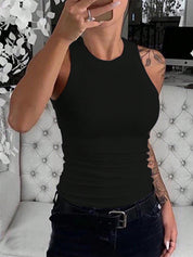 Tanktop dames | Rib top mouwloos slim fit basic