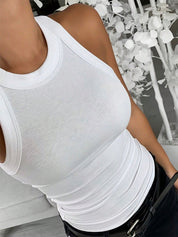 Tanktop dames | Rib top mouwloos slim fit basic