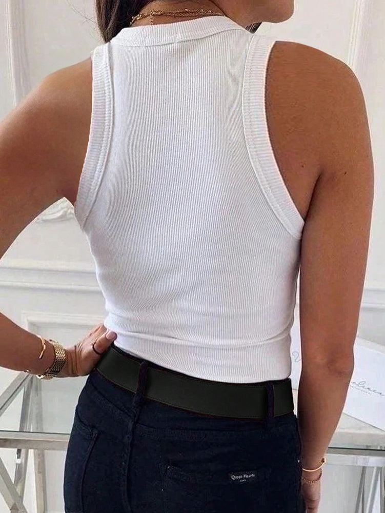 Tanktop dames | Rib top mouwloos slim fit basic