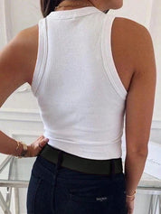 Tanktop dames | Rib top mouwloos slim fit basic
