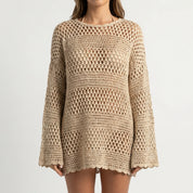 Top dames | Gehaakte strand top met open patroon