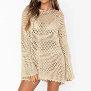 Top dames | Gehaakte strand top met open patroon