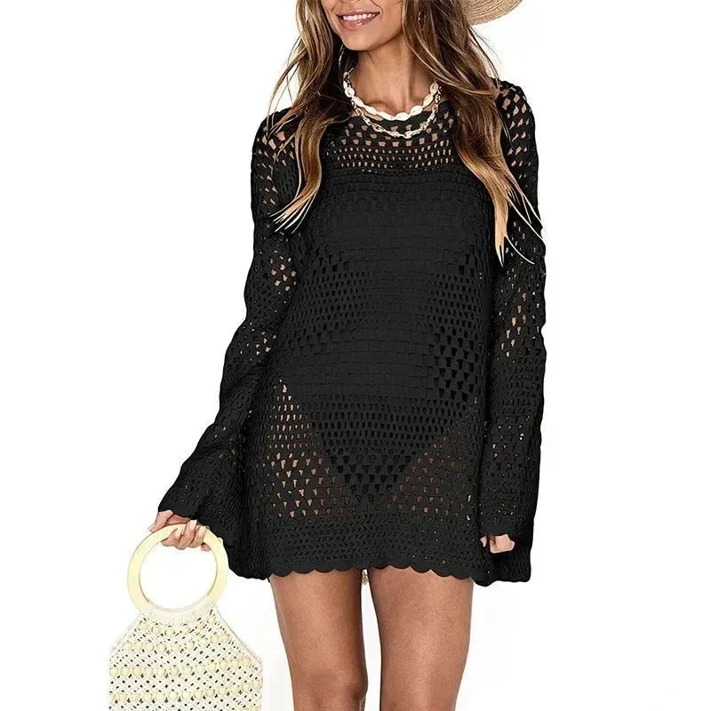 Top dames | Gehaakte strand top met open patroon