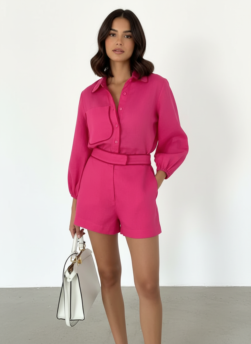 Zomerse Co ord Set Dames Linnenmix