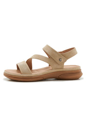 Siketu | Ritueel Moment Riem Voetbed Sandaal - beige