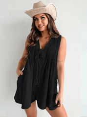 Denim Babydoll Playsuit Zwart | Stoere Dames Romper