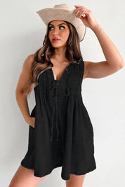 Denim Babydoll Playsuit Zwart | Stoere Dames Romper