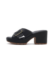 Siketu | Tetra Crisscross Buckled Block Heeled Sandals - black