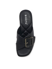 Siketu | Tetra Crisscross Buckled Block Heeled Sandals - black
