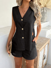 Splendid | Knoop Vest Bijpassende Set - zwart