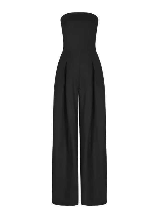 Elegante Strapless Jumpsuit met Wijde Pijpen