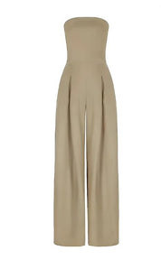Elegante Strapless Jumpsuit met Wijde Pijpen