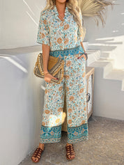 Bohemia | Bloemenprint Vakantie Bijpassende Set - Blauw