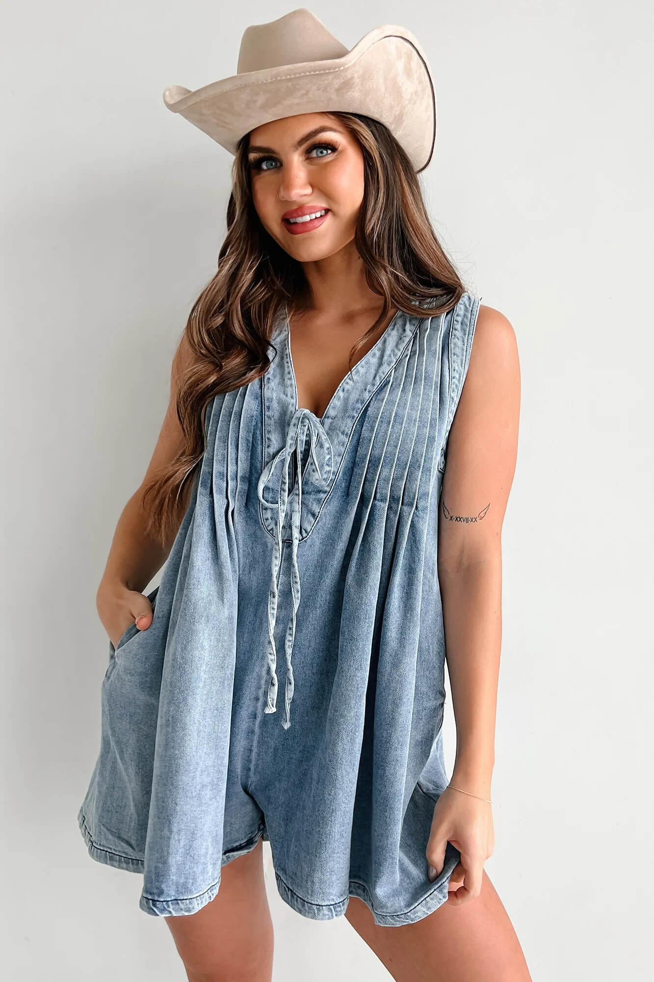 Denim Babydoll Playsuit Blauw | Stoere Dames Romper