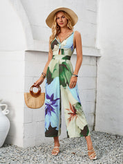 Tropical Bliss Floral Jumpsuit - Blue