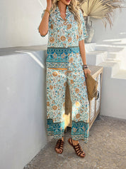 Bohemia | Bloemenprint Vakantie Bijpassende Set - Blauw