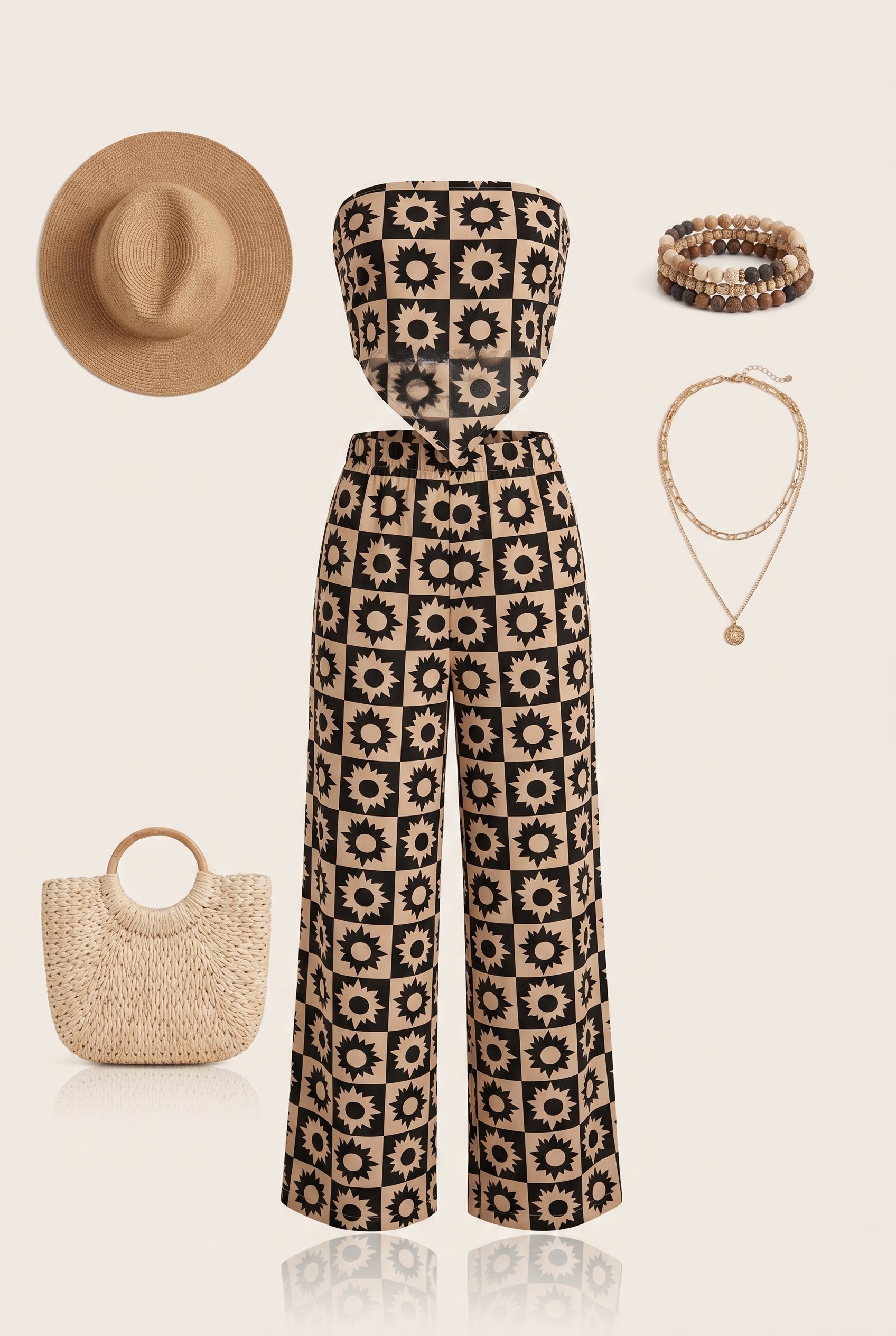 Co-ord Set checkerboard met zoniconen
