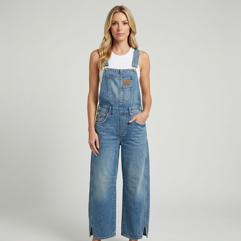 Denim Tuinbroek met Rechte Pijpen en Casual Pasvorm