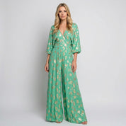 Bohemian Maxi Jurk met Print en V Hals