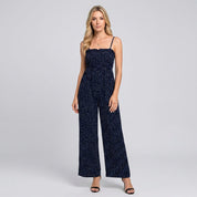 Glitter Strapless Jumpsuit met Wijde Pijpen