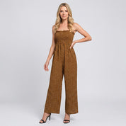 Glitter Strapless Jumpsuit met Wijde Pijpen
