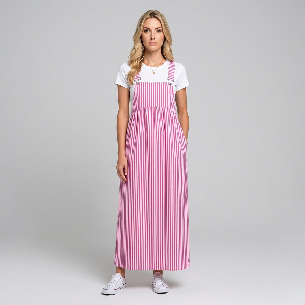 Luchtige Maxi Jurk met Streepprint en Losse Pasvorm