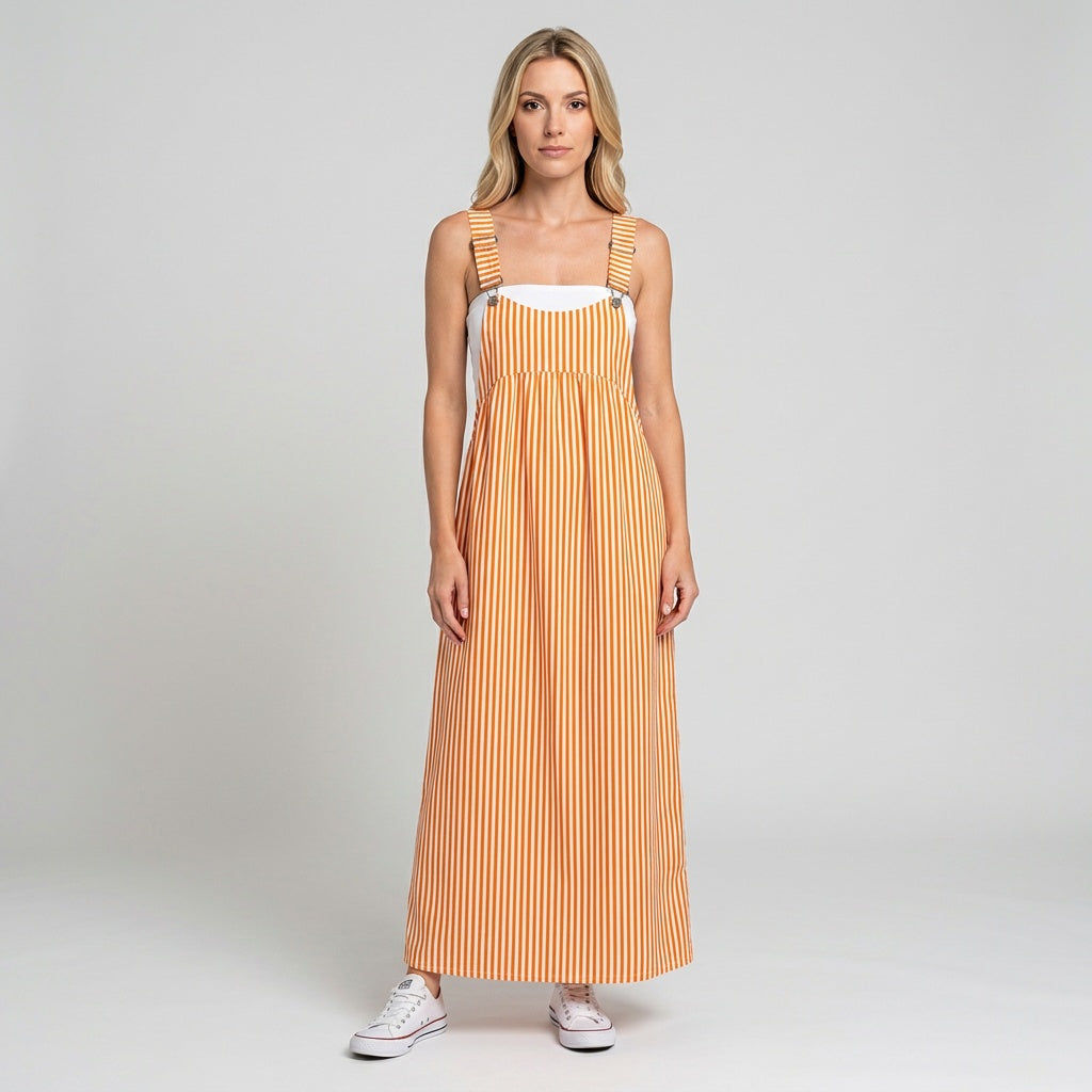 Luchtige Maxi Jurk met Streepprint en Losse Pasvorm
