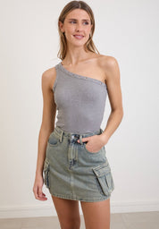 Eeke | Dames Cargo Skort Washed Denim – Stoer Design met Comfortabele Ingebouwde Short