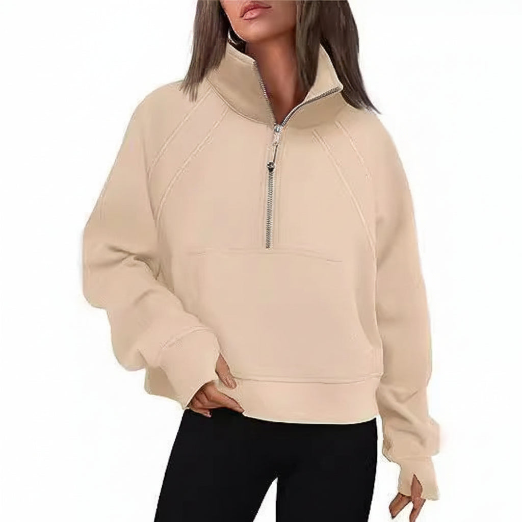 Sportieve Dames Sweater met Hoge Kraag