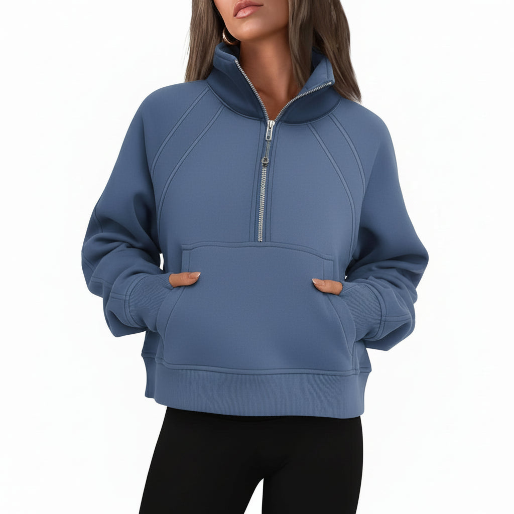 Sportieve Dames Sweater met Hoge Kraag