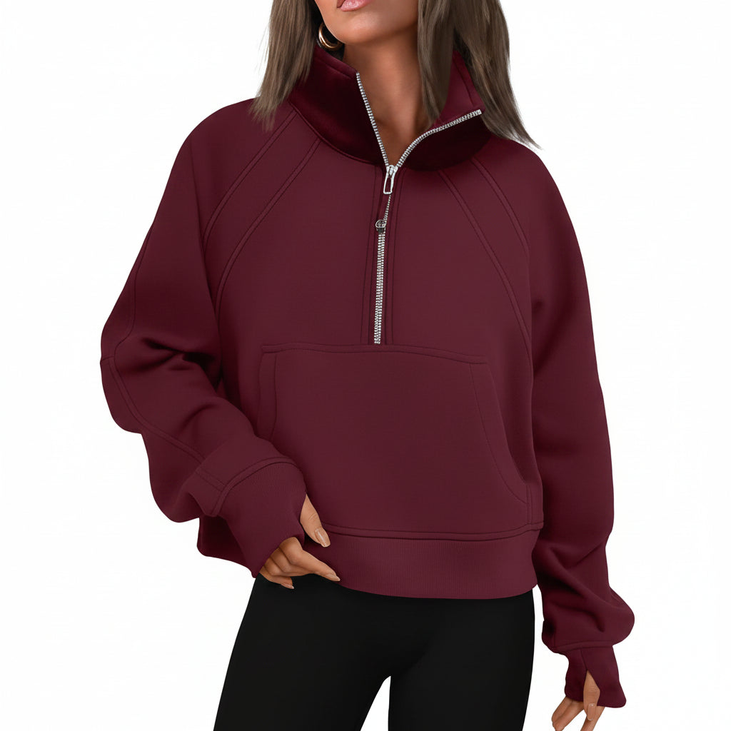 Sportieve Dames Sweater met Hoge Kraag