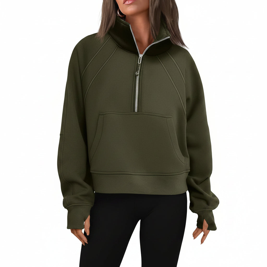 Sportieve Dames Sweater met Hoge Kraag