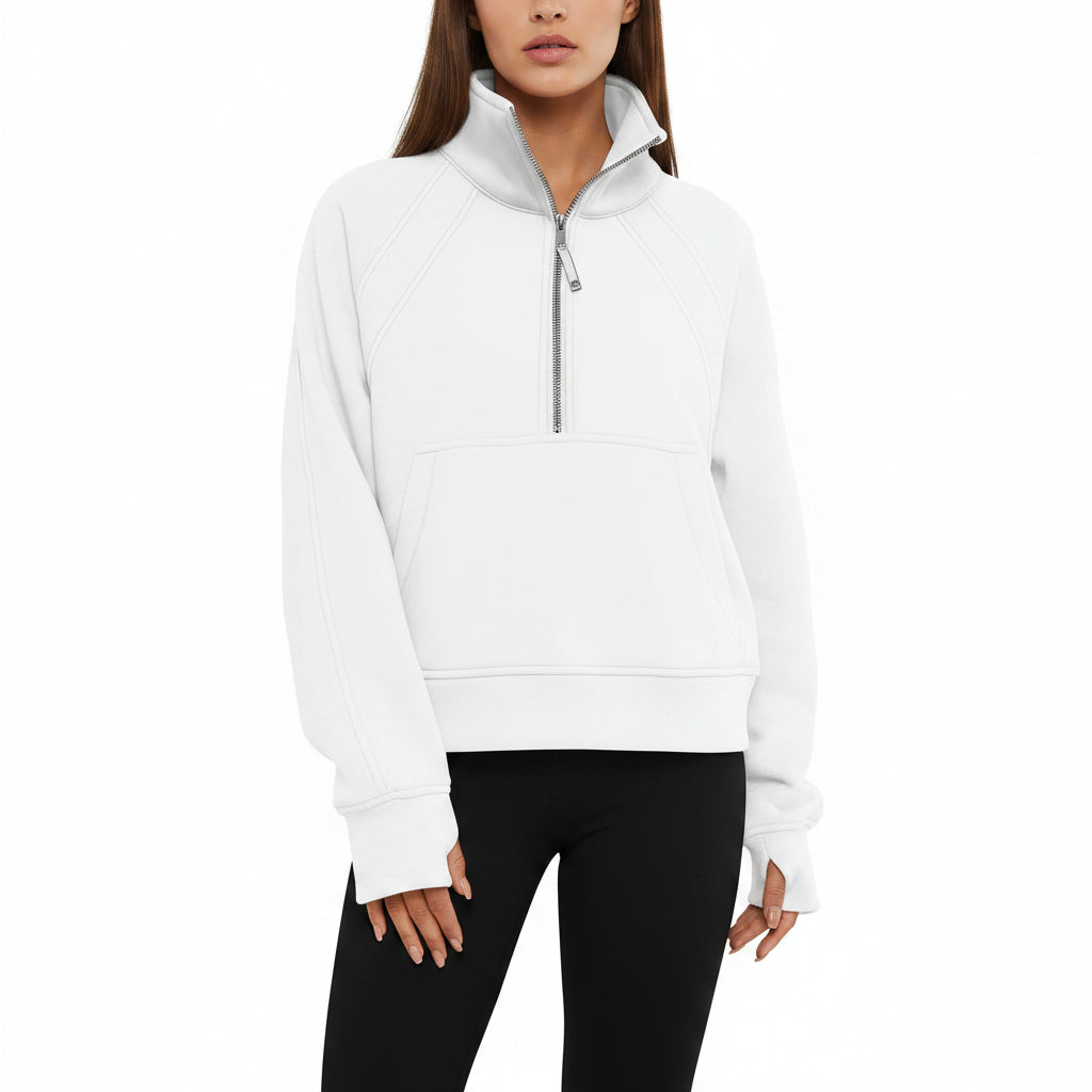Sportieve Dames Sweater met Hoge Kraag