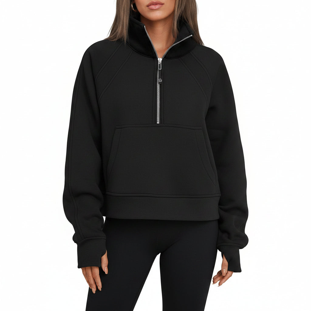 Sportieve Dames Sweater met Hoge Kraag