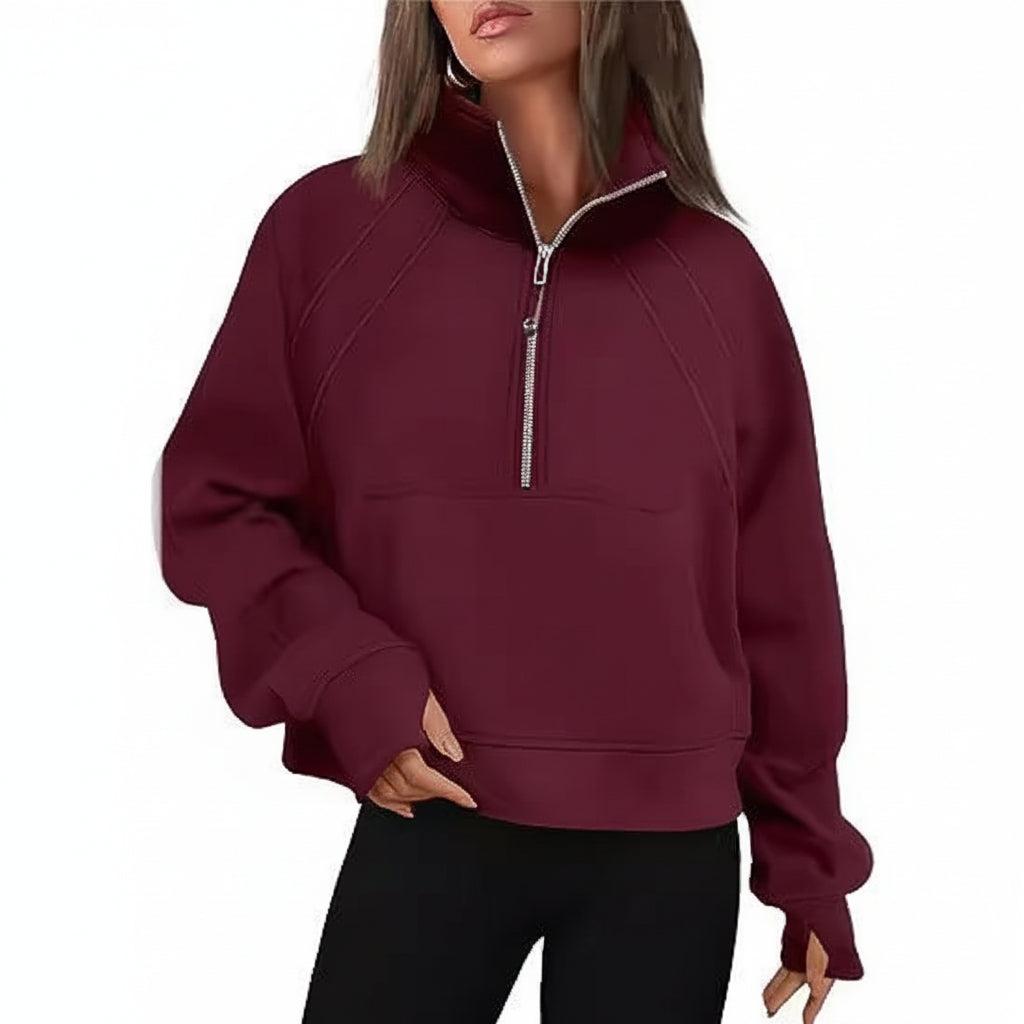 Sportieve Dames Sweater met Hoge Kraag