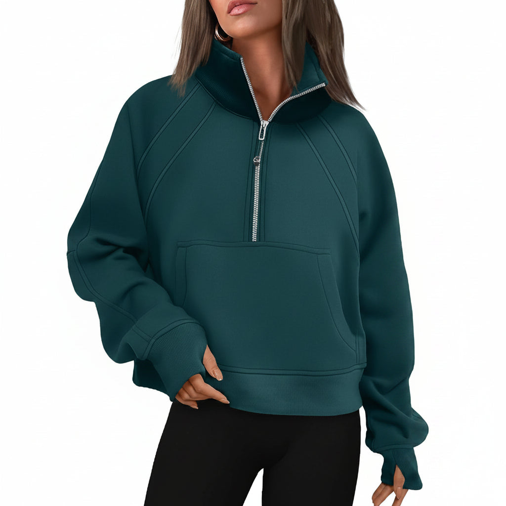 Sportieve Dames Sweater met Hoge Kraag