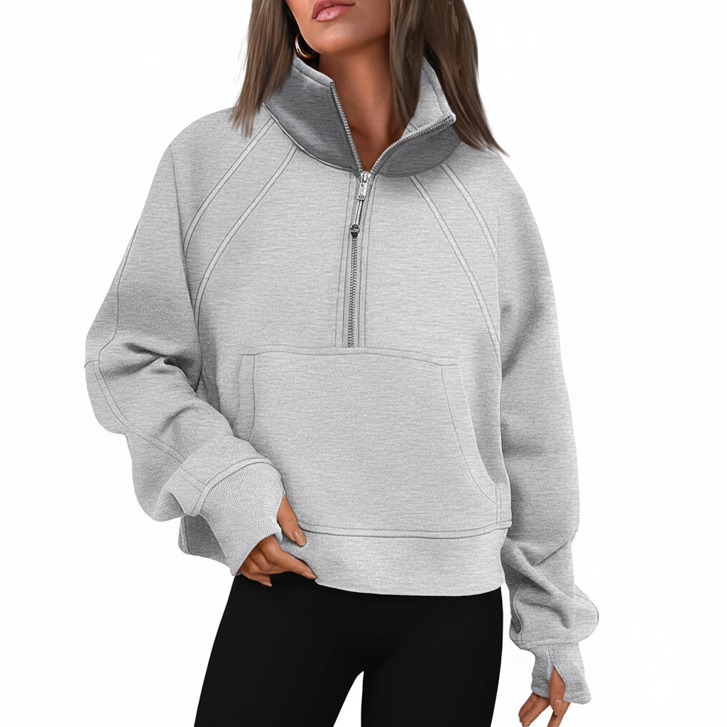 Sportieve Dames Sweater met Hoge Kraag