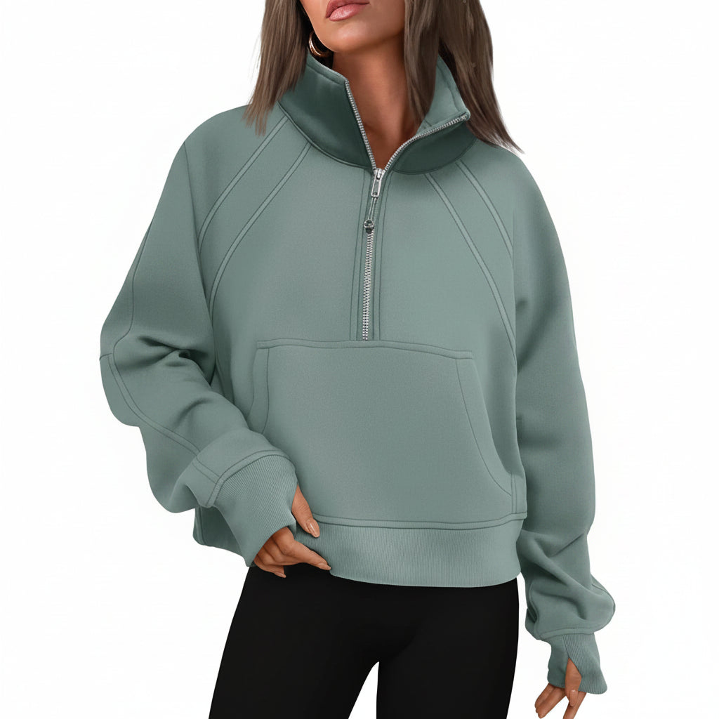 Sportieve Dames Sweater met Hoge Kraag
