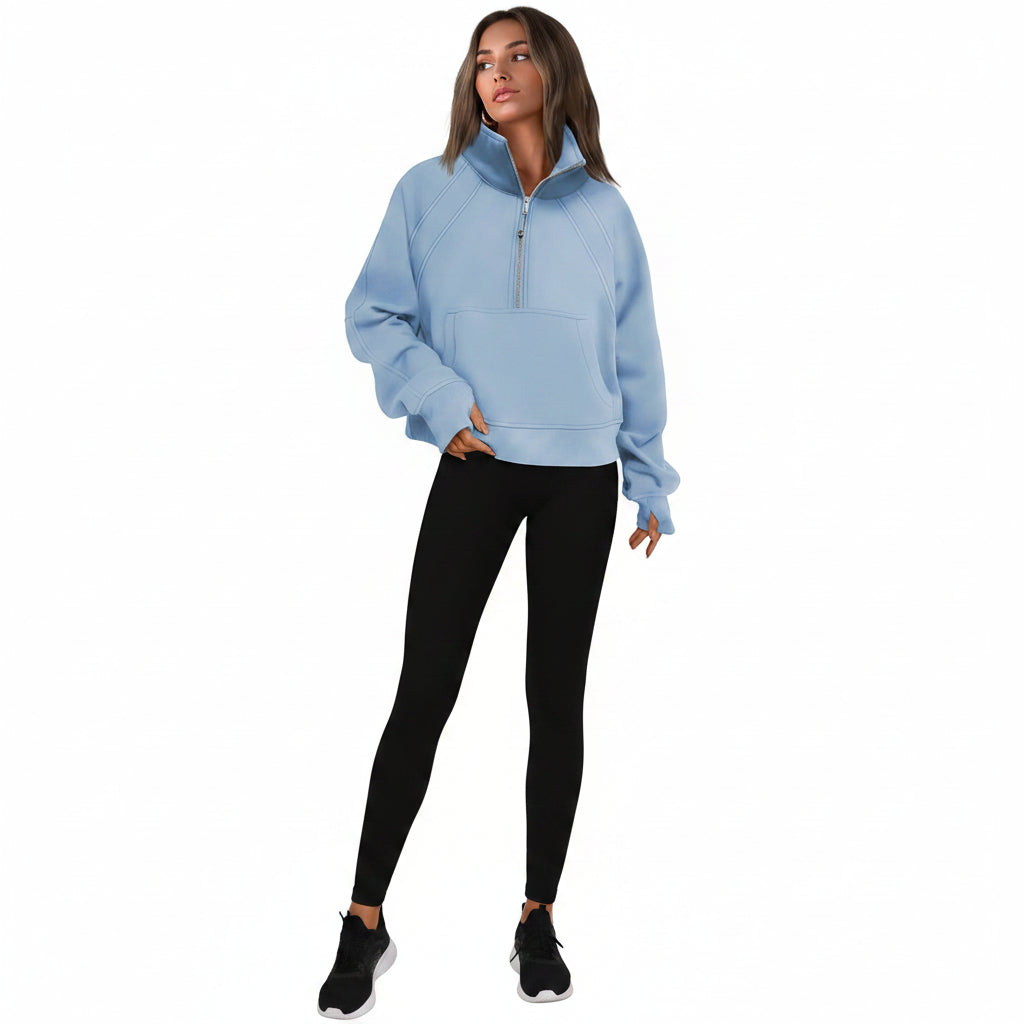 Sportieve Dames Sweater met Hoge Kraag