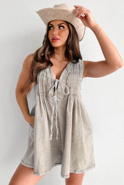 Denim Babydoll Playsuit grijs | Stoere Dames Romper