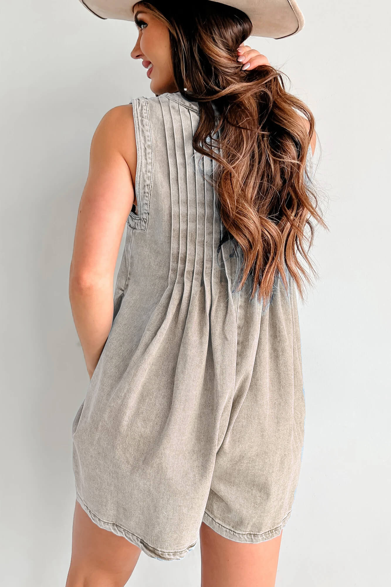Denim Babydoll Playsuit grijs | Stoere Dames Romper