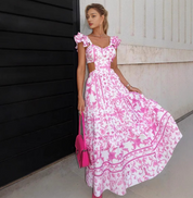 Zomerjurk Dames – Romantische Bloemenprint en Ruches voor een Zomerse Look