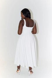 Ivette - Midi Jurk Met Hoge Taille En Vierkante Hals