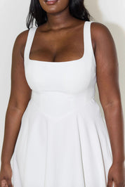 Ivette - Midi Jurk Met Hoge Taille En Vierkante Hals
