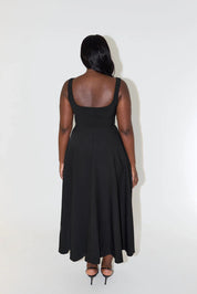Ivette - Midi Jurk Met Hoge Taille En Vierkante Hals