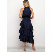 Lange Ruffle Jurk met Spaghettibandjes